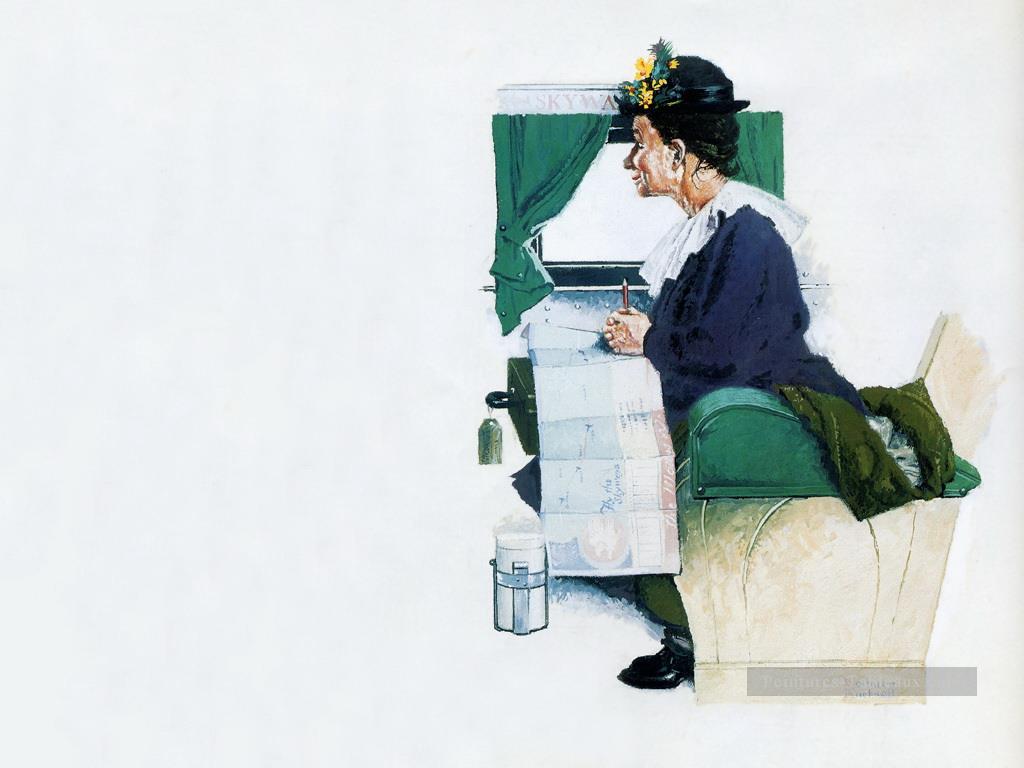 airplane trip Norman Rockwell Oil Paintings